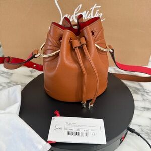 Christian Louboutin 3235080 By My Side Brown/Red Leather Bucket Bag